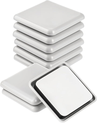 8 PCS Square Furniture Sliders, 2 Inch Plastic Square Floor Glides, Self-Adhesive Furniture Pads Small Moving Sliders for Hardwood Chair Carpet Tile Ground Protector(Grayish White)