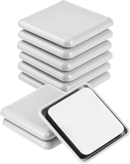 8 PCS Square Furniture Sliders, 2 Inch Plastic Square Floor Glides, Self-Adhesive Furniture Pads Small Moving Sliders for Hardwood Chair Carpet Tile Ground Protector(Grayish White)