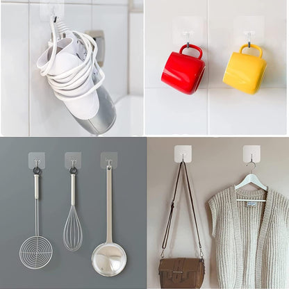 Heavy Duty Adhesive Hooks 33 lb(Max) 15KG,Waterproof and Oilproof Reusable Seamless Hooks Heavy Duty Wall Hook for Kitchen Bathroom Office 24 Pack