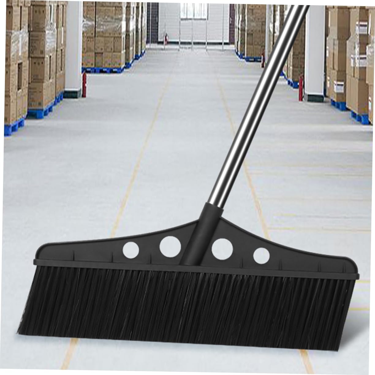 ORFOFE Heavy Duty Outdoor Broom with Handle Detachable Garden Sweeper for Patios Decks and Garages Ergonomic Grip Stainless Steel Construction Versatile for Various