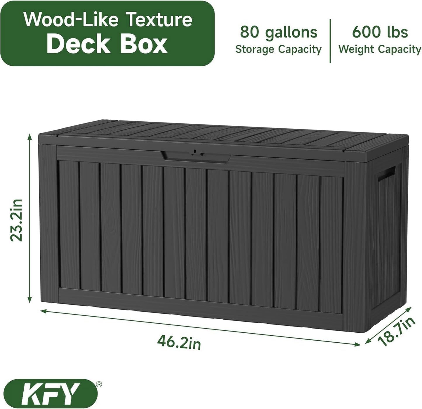 320 Gallon Waterproof Outdoor Storage Box, UV Resistant Resin Deck Box with Hydraulic Rod for Reinforced Stability, Perfect for Patio, Garden, and Pool（Black，320 Gallon）