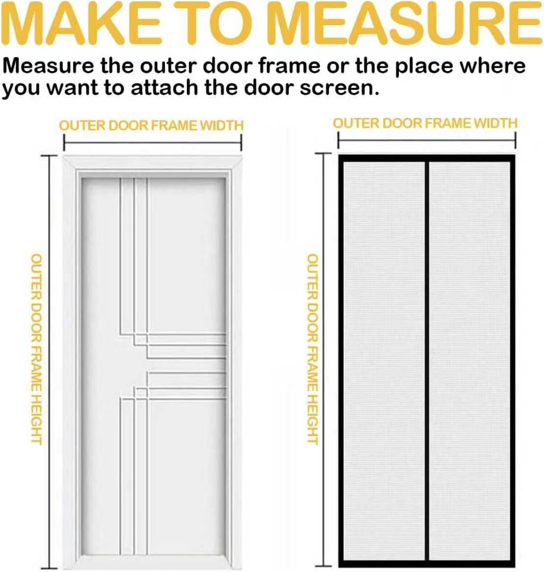 Magnetic Screen Door - 38"x83" Heavy Duty Mesh for Entry Front Back Patio Sliding Door, Self Sealing Hands Free, Bug Proof, Windproof Clips, No Drill Easy Install, Pet & Child Friendly, Black