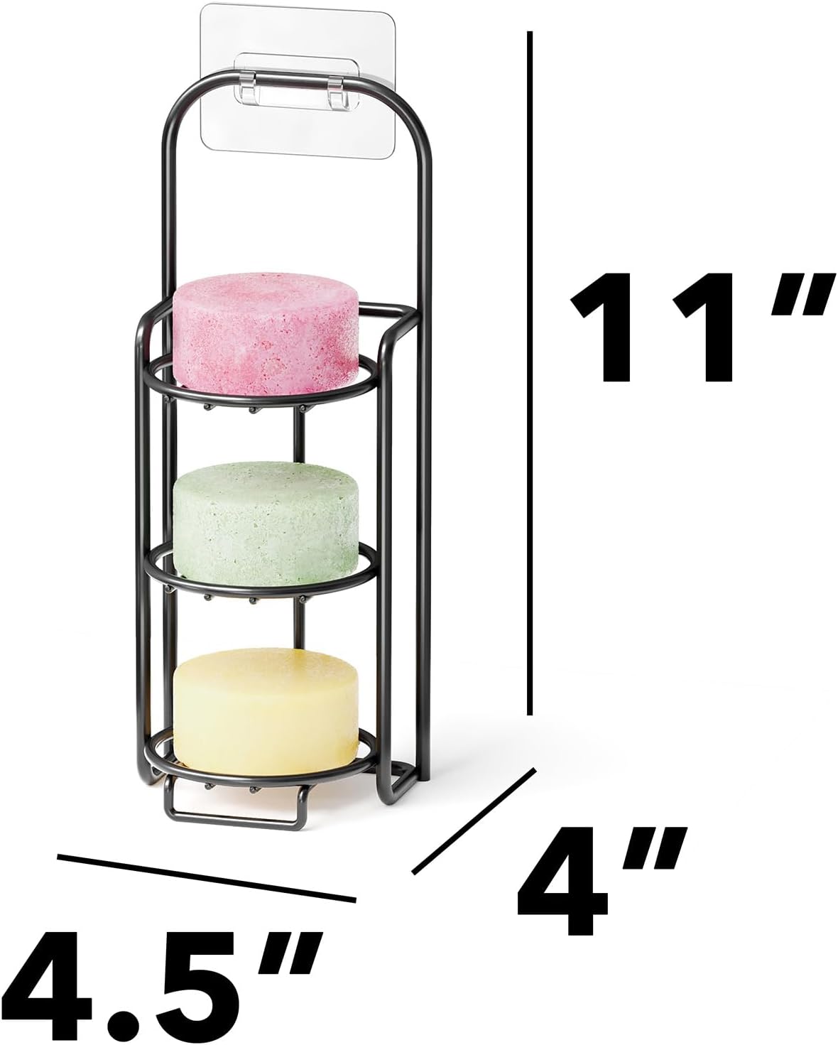 SpaceAid 4 Tier Shampoo Bar Holder for Shower, Self Draining Soap Bar Holders Caddy for Bathroom Wall and Kitchen Sink, Shampoo Bar Dish Rack, Stainless Steel Bar Soap Holder (Black)