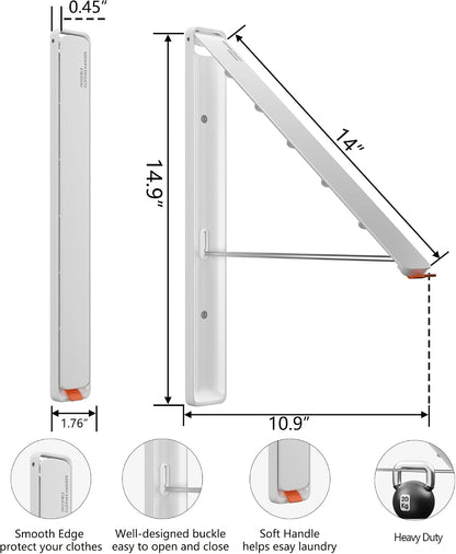 Dr.DJ Clothes Drying Rack Wall Mounted, Retractable & Foldable Clothes Hanger for Laundry Room Organization and Storage, Clothes Hanger Rack for Dorm, Closet, Balcony, Laundry Room(1P, Metal, Black)