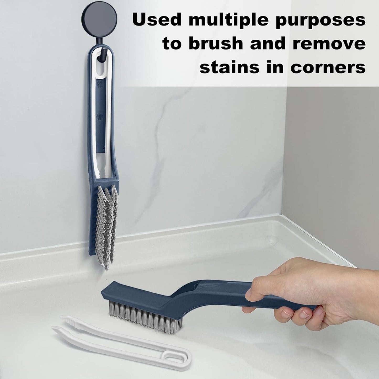 Stiff Bristle Brush - Hard Bristle Crevice Cleaning Brush Tools for Household, Kitchen, Bathroom, Window, Toilet, Corners, Multi Purpose Hard Bristle Brushes for Deep Cleaning Gap(2 pcs)