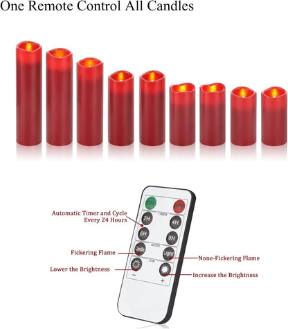 Vinkor Flameless Candles Battery Operated Candles Real Wax Pillar LED Candles with 10-Key Remote and Cycling 24 Hours Timer (Ivory Set of 12 （D: 3" x H: 4"）)