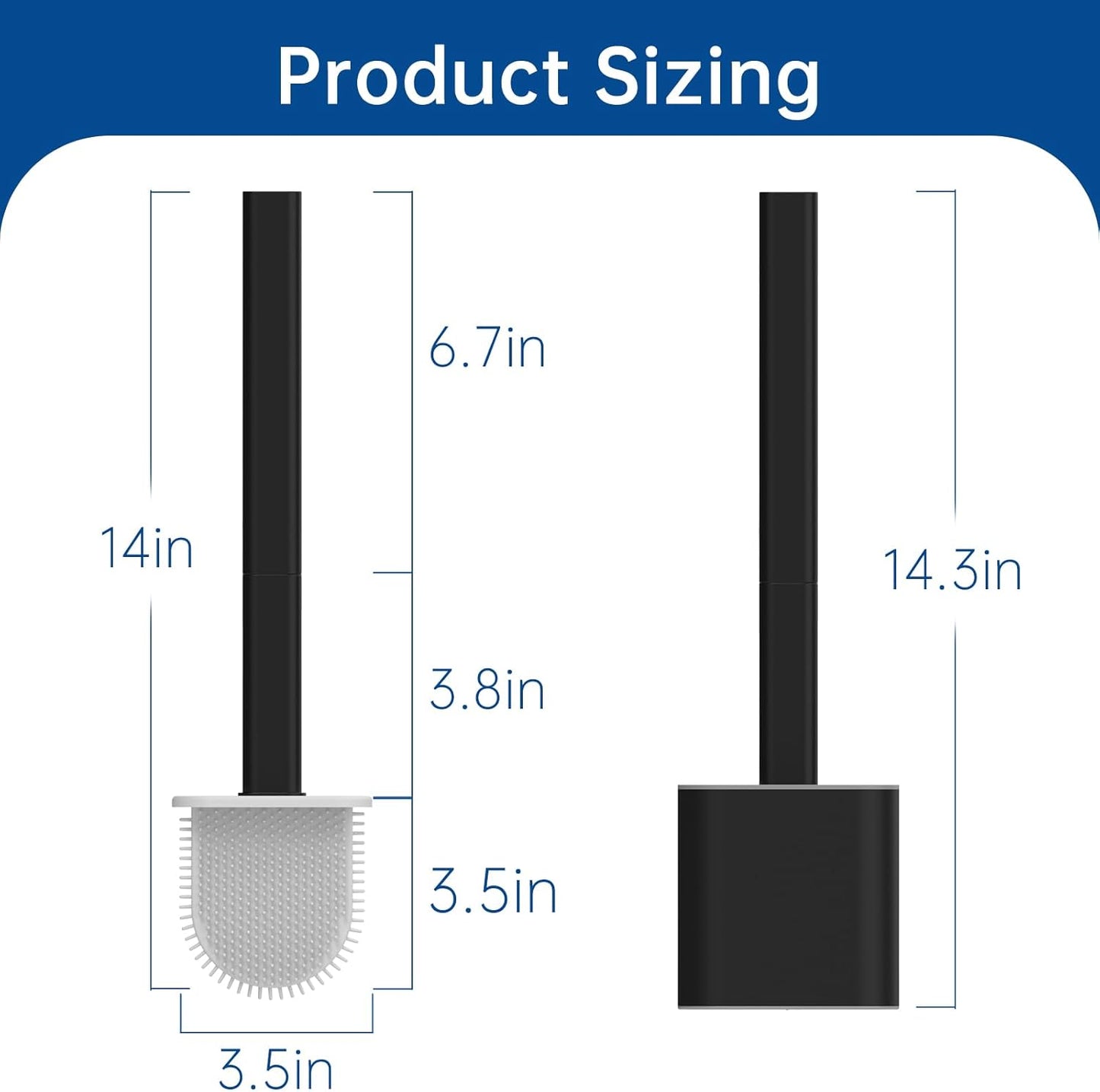 TEITEAI RV Toilet Bowl Brush - Silicone Bristles, Gentle on Toilets | Wall-Mounted for RVs, Trailers, Campers | Anti-Roll, Anti-Drip Design for Travel-Friendly Convenience