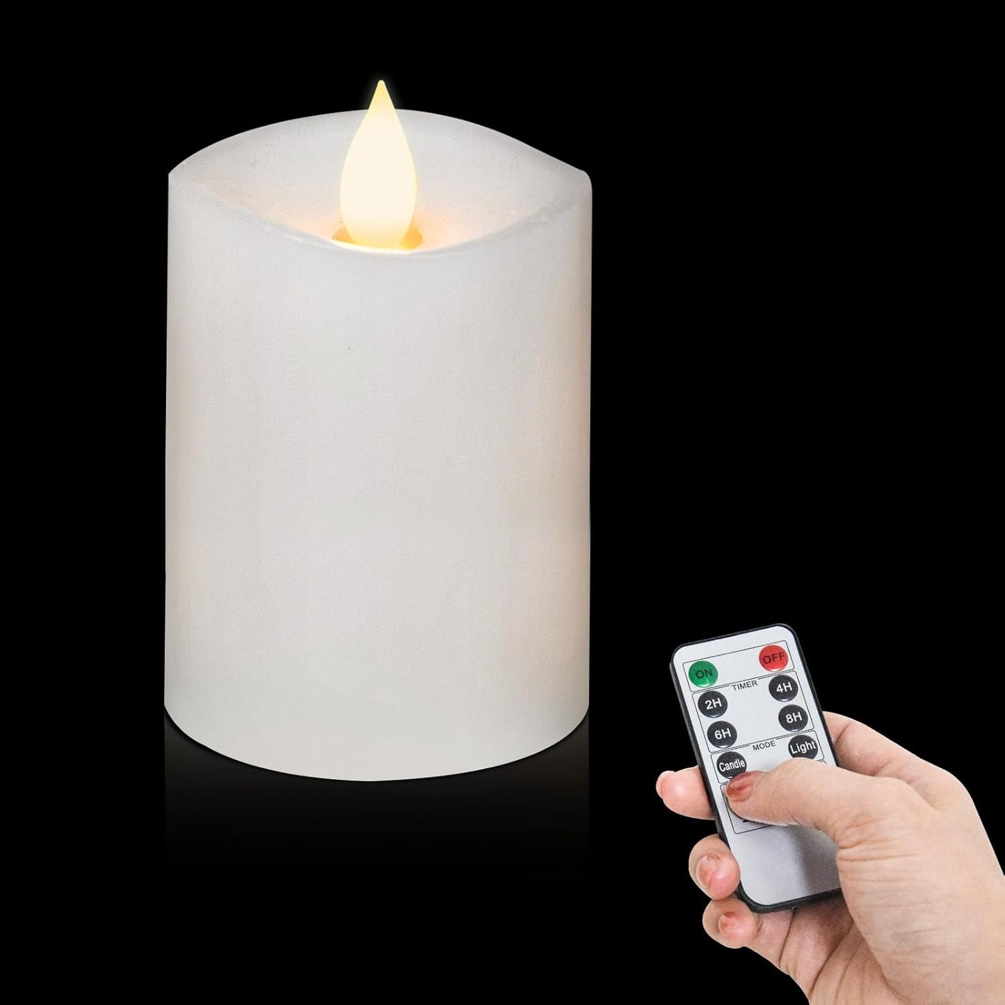3x4 Flickering Flameless Candles Set of 3,Real Wax Pillar LED Candles,with Timer,4 inch Flameless Candles with Remote,for Party Wedding Holiday Home Decor,Ivory
