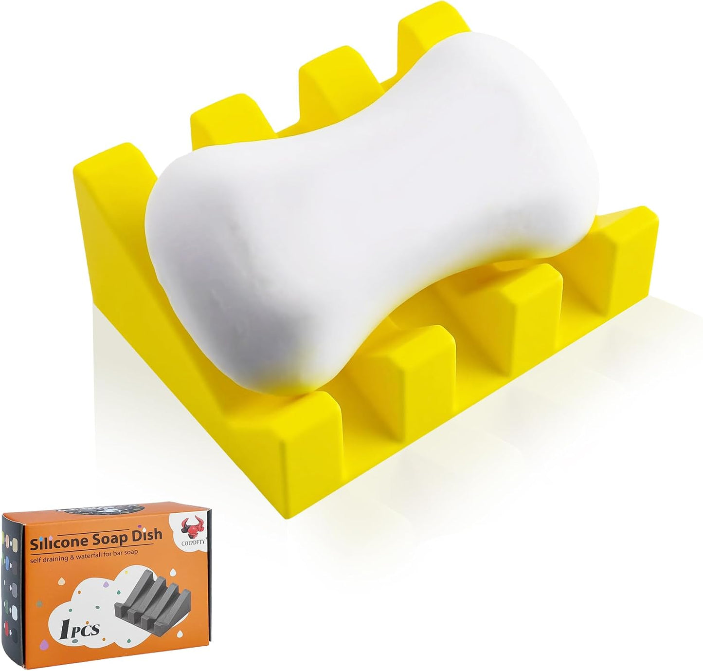 Self Draining Soap Dish Holder,Silicone Soap Dish,for Bathroom,Kitchen, Sponges，Can Extend Soap Life，Keep Soap Bars Dry and Easy Cleaning (White,1-Pack) - Colors A