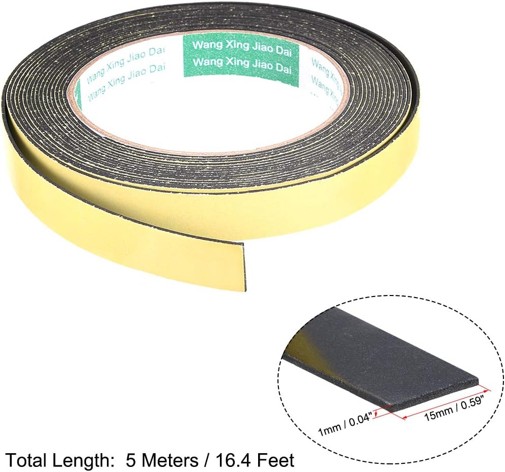 uxcell Sealing Foam Tape 5mm Wide 3mm Thick 4m/13ft Long, Self Adhesive Weather Strip for Window Door Insulation, Pack of 2