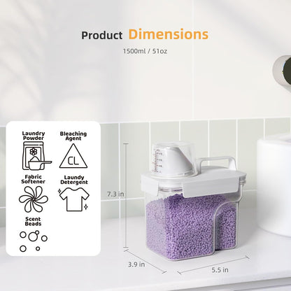 G2 GO2GETHER Laundry Detergent Container,2Pack -68oz Laundry Detergent Dispenser with 5 labels for Laundry Room, Laundry Scent Beads, Powder,Bleach,Soap,Fabric Softener Storage and Organization.