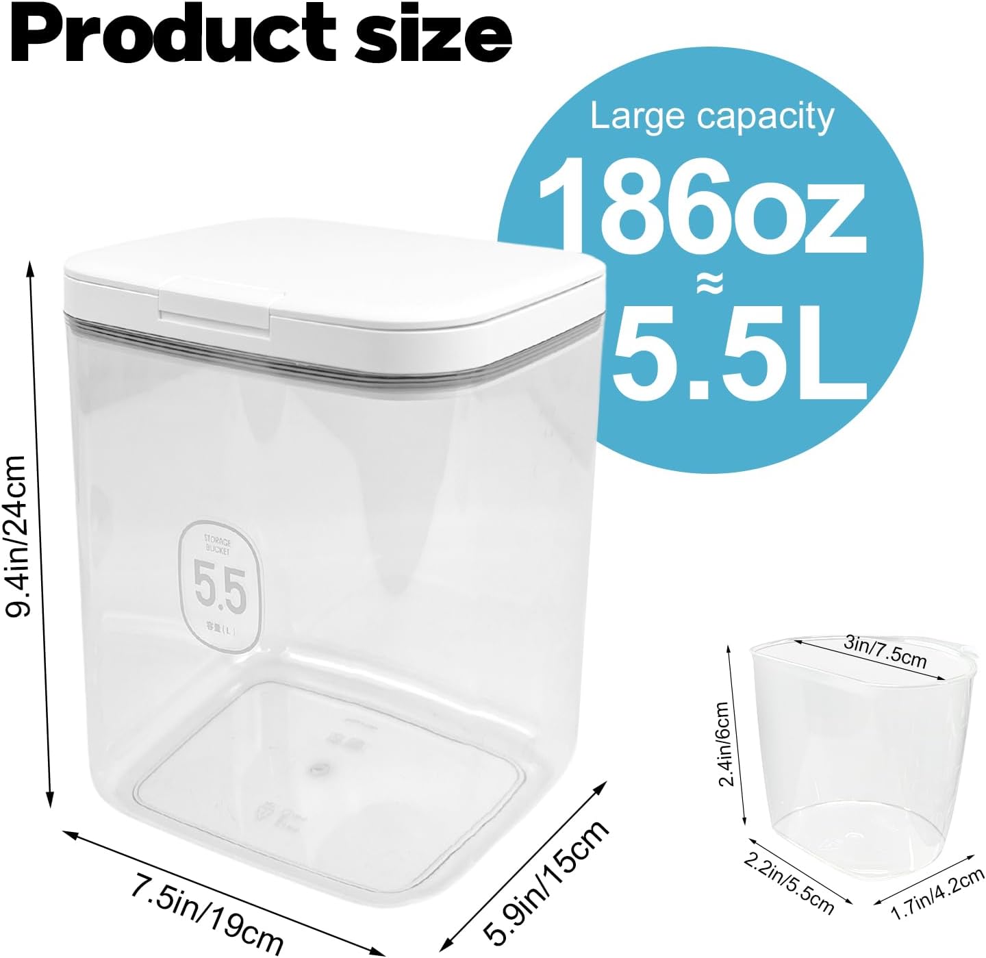 5.5L Laundry Detergent Dispenser with One-Press Lid, Laundry Powder Container for Laundry Room Organization and Storage Pod and Airtight Dishwasher Pod Holder for Bead Powder 1pack