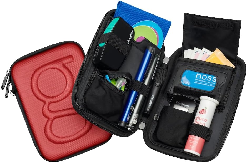 Diabetes Travel Case Hard Shell, Storage Organizer for Glucose Monitor Kit, Insulin Pen, Blood Sugar Test Strips, Syringe, Needles and Other Diabetic Care Supplies - Premium & Durable Hard Case, Pink
