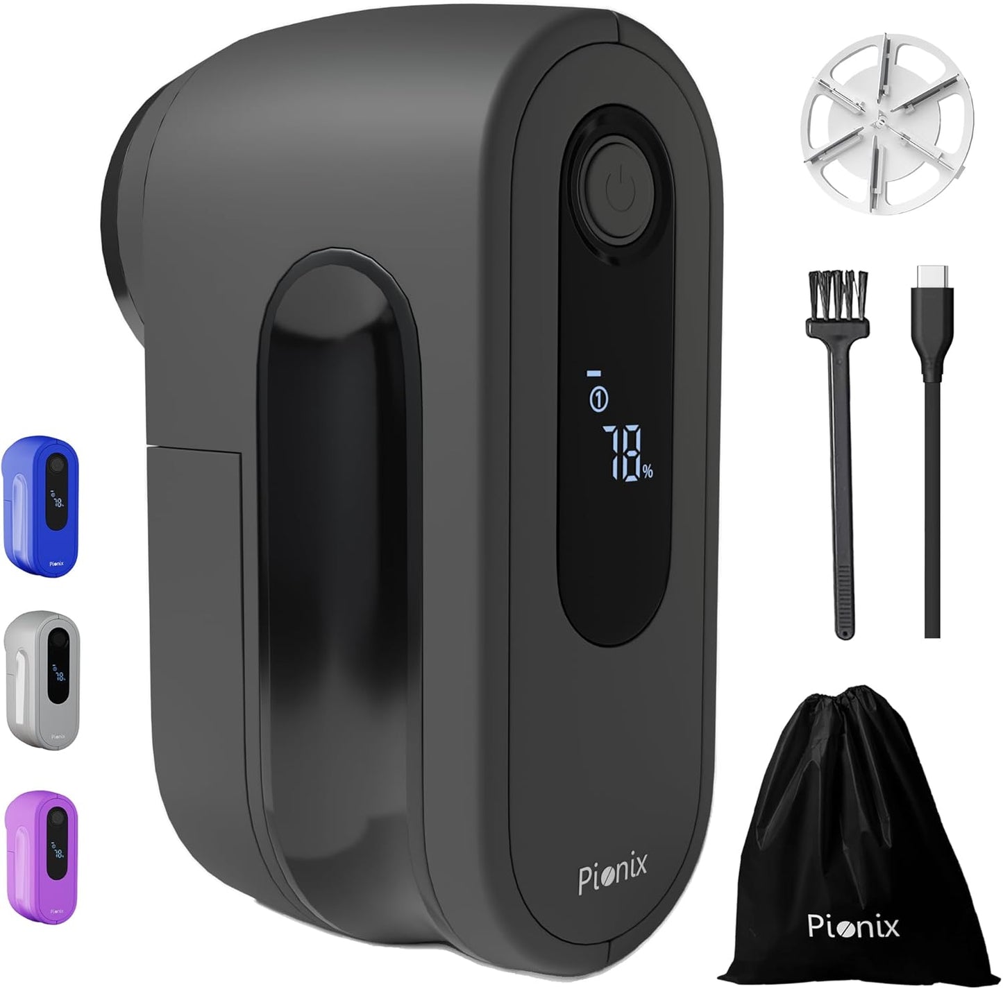 Pionix Fabric Shaver, Sweater Shavers to Remove Pilling, High-Perf Defuzzer, Rechargeable Electric Lint Shaver for Fuzz and Lint Balls from Clothing, Upholstery 2000mah Battery (Matt Grey)