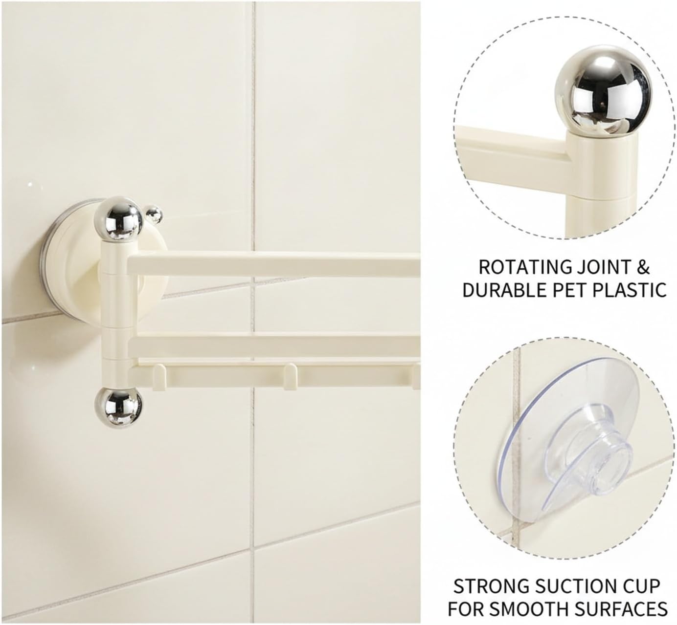 Rotating Suction Cup Dishcloth Rack, Wall-Mounted Sponge Holder for Kitchen Sink & Shower, Drill-Free PET Plastic Organizer (Yellow)