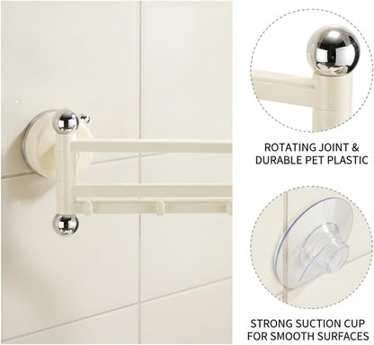 Rotating Suction Cup Dishcloth Rack, Wall-Mounted Sponge Holder for Kitchen Sink & Shower, Drill-Free PET Plastic Organizer (Yellow)