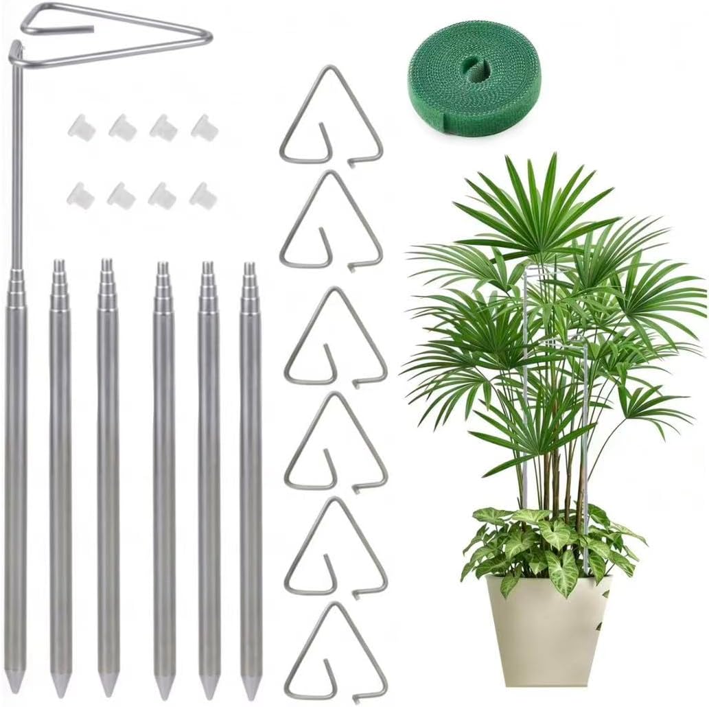 6 Pack Extendable Metal Plant Stakes, Length Scalable from 7IN to 24.5IN Plant Support Stake，with Plant tie Tape Extendable Plant Stakes for Indoor Plants Flowers, Tomatoes