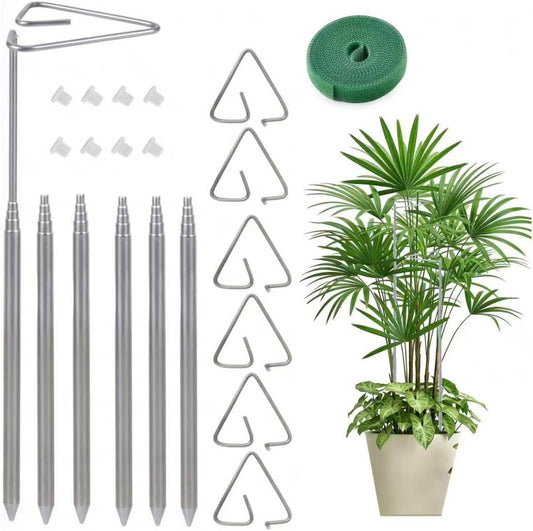6 Pack Extendable Metal Plant Stakes, Length Scalable from 7IN to 24.5IN Plant Support Stake，with Plant tie Tape Extendable Plant Stakes for Indoor Plants Flowers, Tomatoes