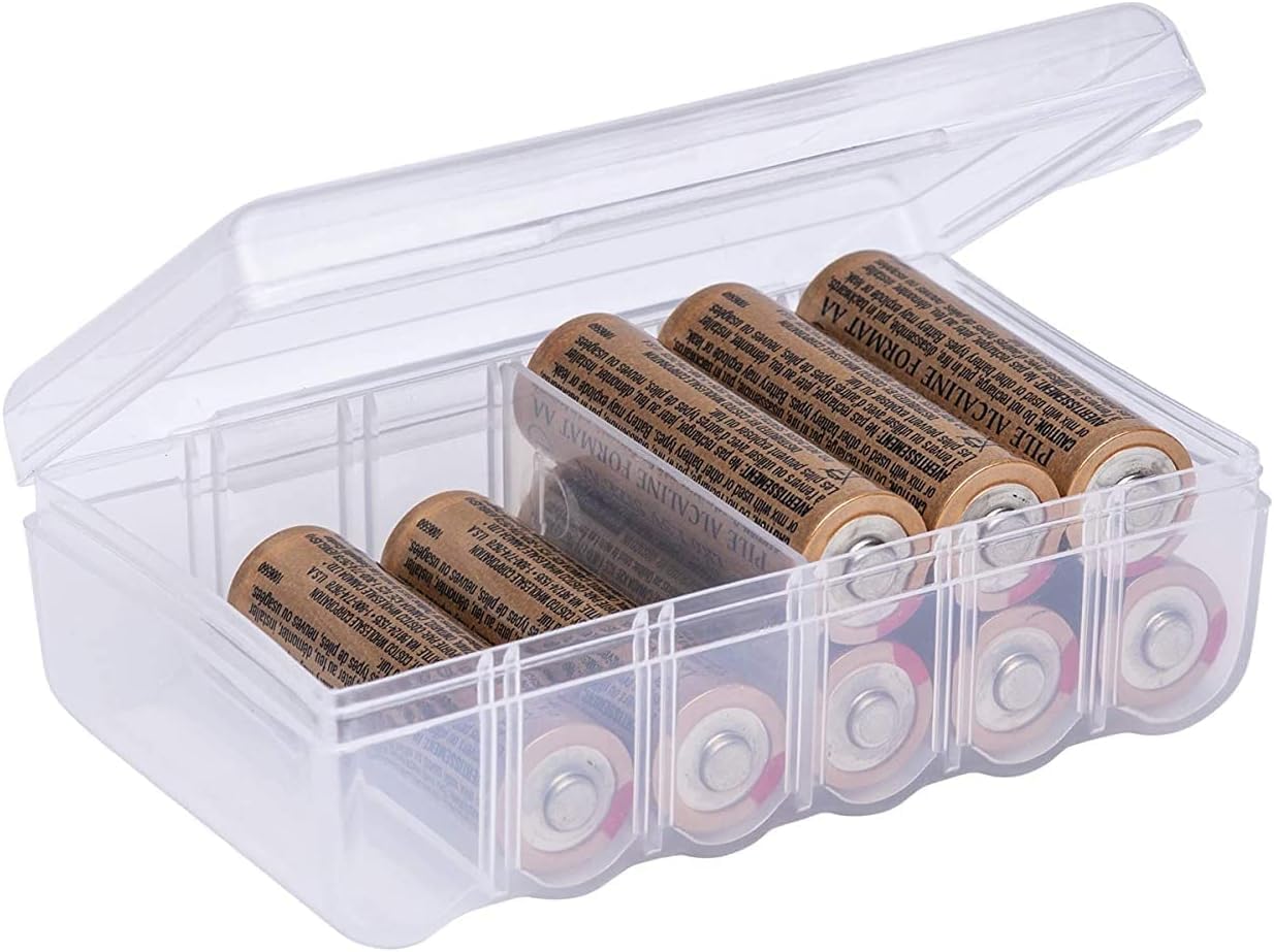 Dial Industries Battery Organizer Case with Tester for 12 AAA 12 AA 6C 4D | Compact cases for organizing in garage, toolboxes, RVs etc. Clear cases so easy to find in emergencies vs loose in drawer.