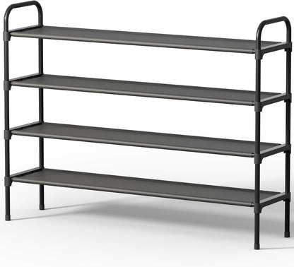 Kitsure Shoe Rack, 39" Wide Extra-Long Shoe Organizer, 3-Tier, Black | Closet, Front Door Entrance, Entryway, Stackable & Detachable Shelf, Closet Organizers and Storage