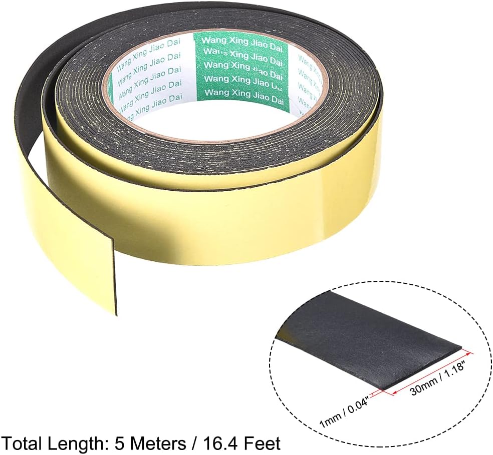uxcell Sealing Foam Tape 5mm Wide 3mm Thick 4m/13ft Long, Self Adhesive Weather Strip for Window Door Insulation, Pack of 2
