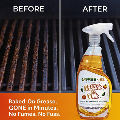 GREASE-BE-GONE | Citrus-Powered Kitchen Degreaser Spray | Dissolves Baked-On Grease & Oil | Pure & Safe Formula for Ovens, Stoves, Air Fryers, BBQ Grills | No Fumes or Odors (23 oz)