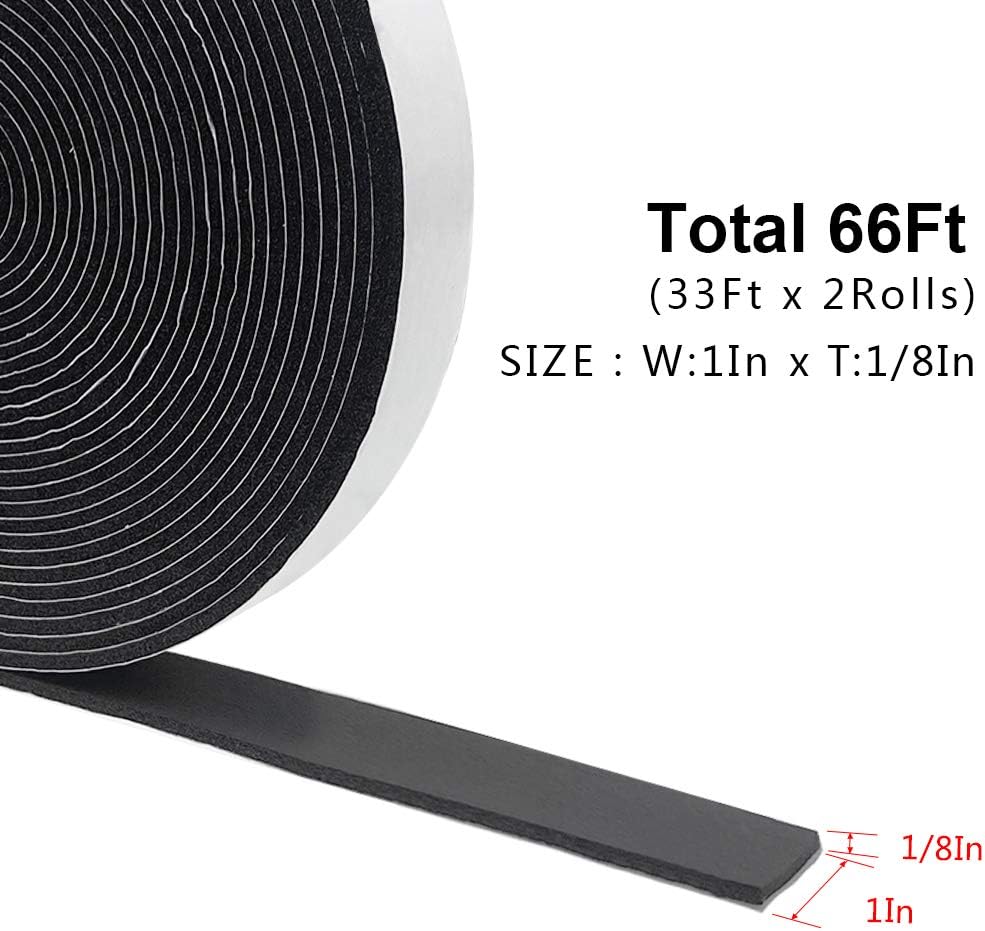 Weather Stripping Door Seal Strip for Doors and Windows, 1In x 1/8In x 33Ft x 2 Roll Foam Insulation Tape Self Adhesive,Sound Proof,Weatherstrip,Pipe Cooling, Air Conditioning Seal Strip - Colors B