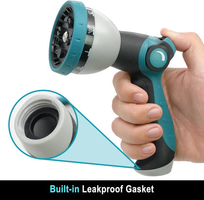 Besiter Garden Hose Nozzle Sprayer: 2 Pack 10 Watering Patterns Spray Nozzles Heavy Duty Metal Hose Head Hose Attachment, Thumb Control On Off Valve