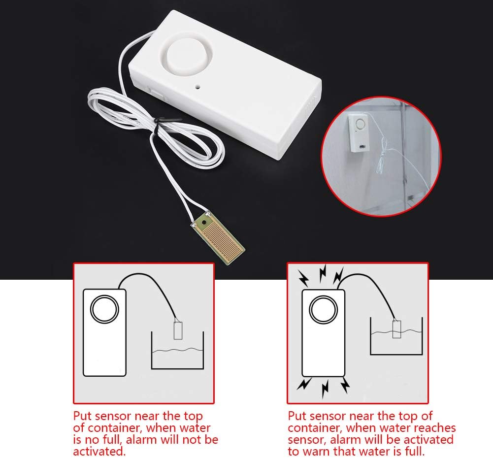 Water Leak Alarm Detector with 120dB Alarm Sound, Easy to Install and Use, for Fish , Water , Kitchen, and More