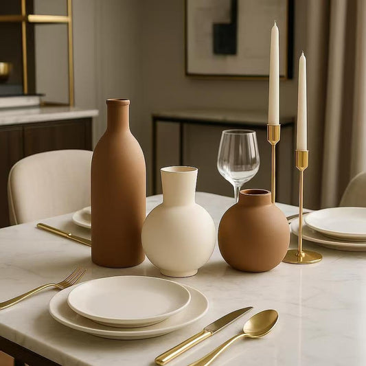 Ceramic Vase Set of 3, Modern Minimalist Farmhouse Style Home Decor Vases, Ideal for Pampas Grass & Dried Flowers, Perfect for Kitchen, Bedroom, Living Room & Dining Table Centerpiece (Multicolor)