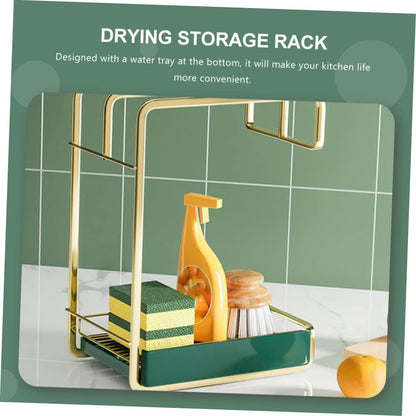 COLLBATH Elegant Wall-mounted Drain Rack Duster Cloth Drying Rack Kitchen Drain Stand Storage Wall Hanging Accessory
