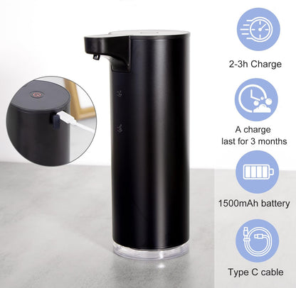 LAOPAO Automatic Soap Dispenser Foaming: Rechargeable Touchless Soap Dispenser Stainless Steel Foam Soap Dispenser for Bathroom Hand Soap Pump for Kitchen Xmas Gift, 9oz, White