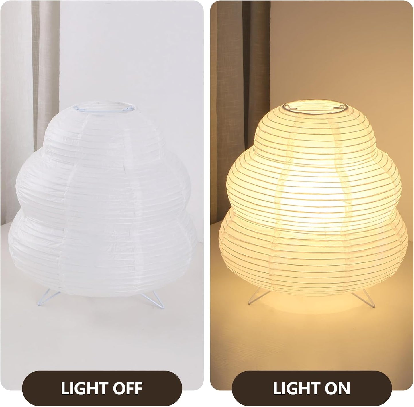 Small Rice Paper Lamp, Japanese Lamp Lantern Table Lamp, Paper Table Lamp, Lantern Lamps for Desk Bedrooms Bedside Night Light (Tower)