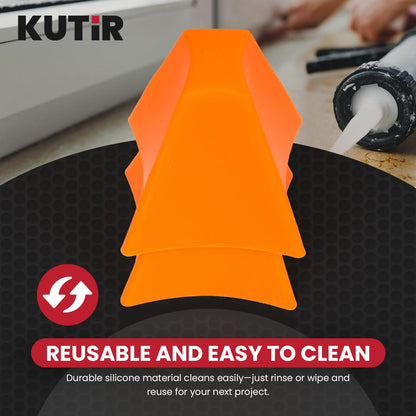Kutir 2 PCS Silicone Caulking Tool Kit – Reusable Sealant Finishing Tools for Smooth Caulk Application, Grout Spreader & Joint Sealing for Kitchen, Bathroom, Window – 4/6/10/16mm