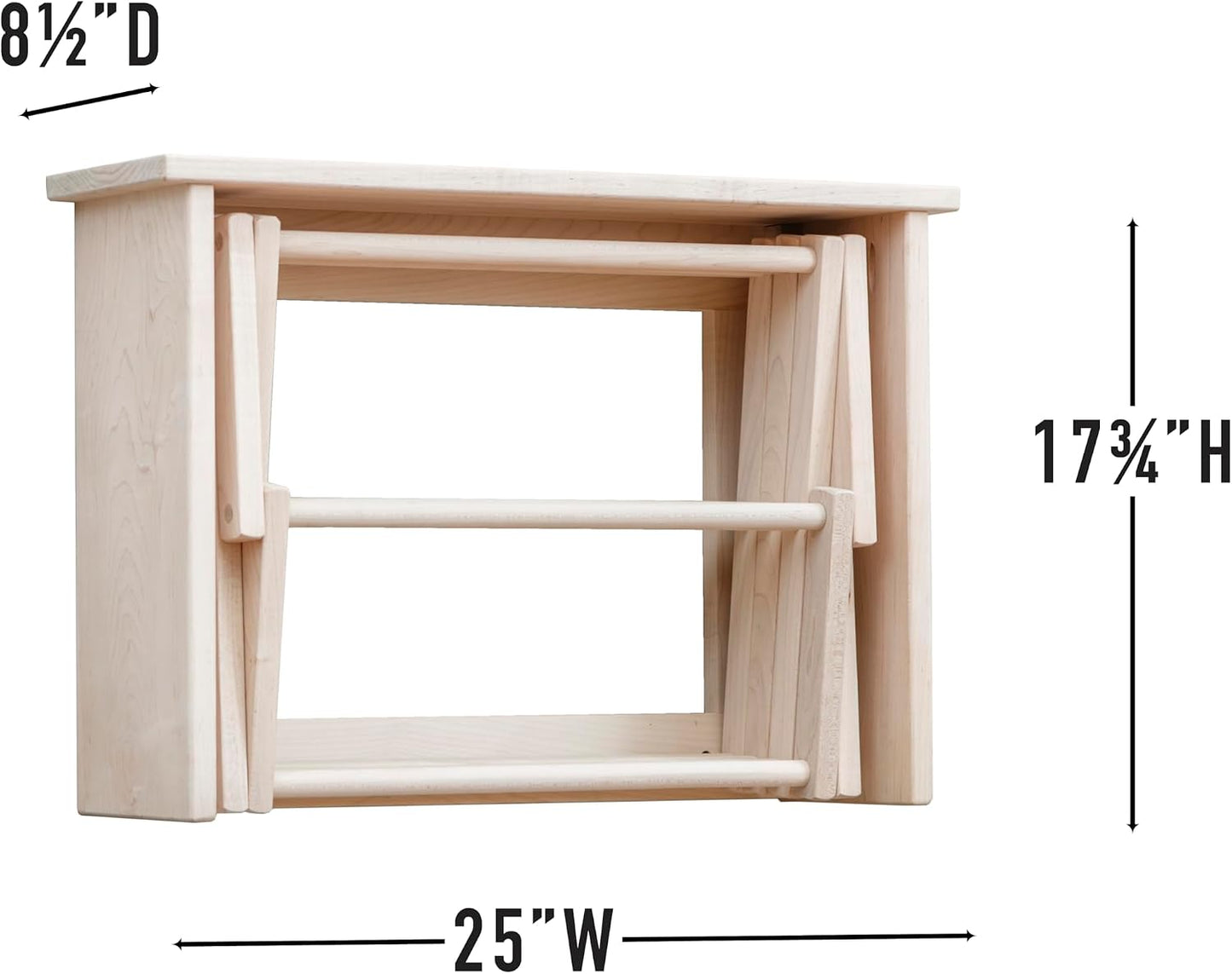 Pennsylvania Woodworks Wall Mounted Clothes Drying Rack - Heavy Duty, Collapsible Laundry Rack for Drying Clothes - Solid Maple Hardwood Foldable Drying Rack - Made in The USA - (Small)
