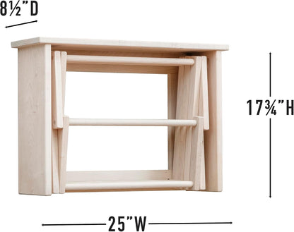 Pennsylvania Woodworks Wall Mounted Clothes Drying Rack - Heavy Duty, Collapsible Laundry Rack for Drying Clothes - Solid Maple Hardwood Foldable Drying Rack - Made in The USA - (Small)