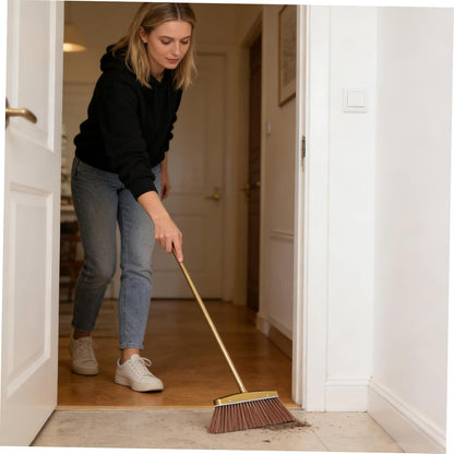 Thick Stainless Steel Broom with Detachable Handle, Weather Resistant Heavy Duty House Broom for Indoor and Outdoor Patio Yard Cleaning