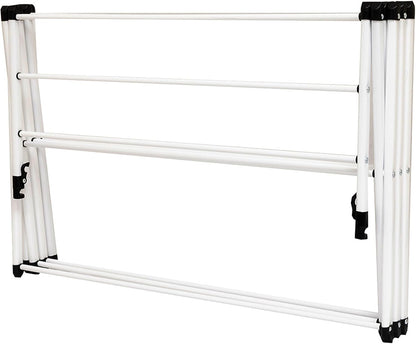 Honey-Can-Do Heavy-Duty Gullwing Clothes Drying Rack, 50 lb, White | Gullwing rack adds 46 ft of drying space with dedicated shoe bars. Sturdy metal, 50 lb capacity, folds flat.