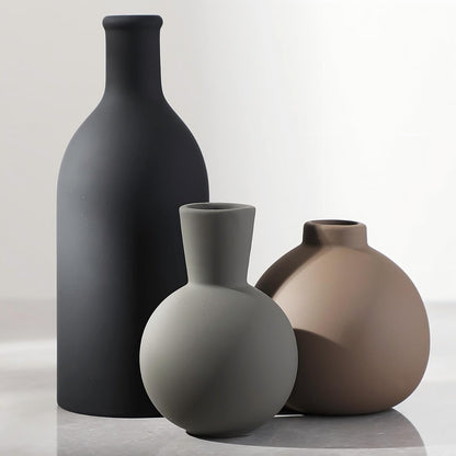 Ceramic Vase Set of 3, Decorative Vases Home Decor Modern Neutral Flower Pampass Boho Vase for Living Room, Table, Mantel, Entryway, Bookshelf, Kitchen, Bedroom, Bathroom - White