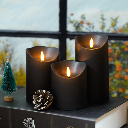 Nimiko Flameless Candles with Remote, Battery Operated Flickering Flameless Candles, LED Candles with Timer 2/4/6/8H, with Realistic LED Candles Set of 9 (D3 x H 3" 4" 5" 6" 7") (White)