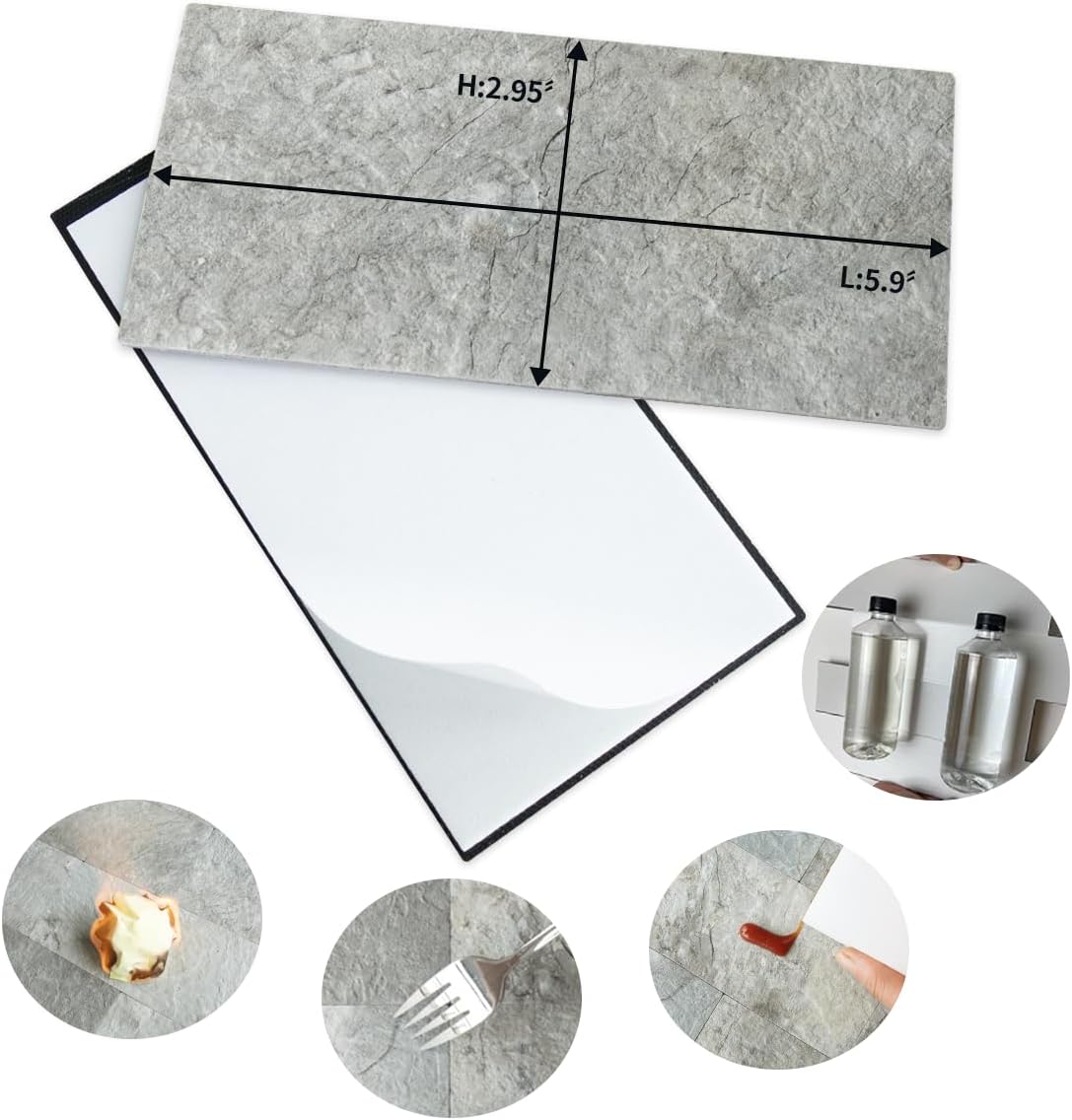AULIGET 100 Piece Rust Slate Peel and Stick Backsplash Wall Tiles, 3" x 6" PVC Faux Stone Stick on Tiles for Backsplash Kitchen, Bathroom, Laundry Room, Camper, Fireplace