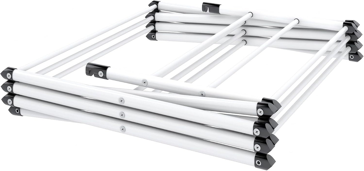 Honey-Can-Do Heavy-Duty Gullwing Clothes Drying Rack, 50 lb, White | Gullwing rack adds 46 ft of drying space with dedicated shoe bars. Sturdy metal, 50 lb capacity, folds flat.