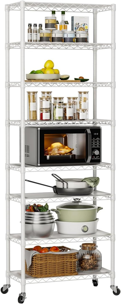 Golpart 4 Tier Adjustable Storage Shelves Metal Utility Shelf Wire Shelving Unit Organizer Rack for Home Kitchen Office Bathroom Pantry Room 12" D x 18" W x 44" H