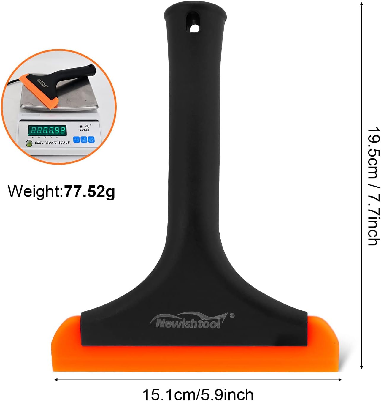 NEWISHTOOL Bathroom Shower Squeegee 5.9 Inch Soft Silicone Blade Squeegee for Shower Glass Door Mirrors Car Windshield, Kitchen Squeegee Countertops Cleaning and Water Removal Scraper w/Hanging Hole