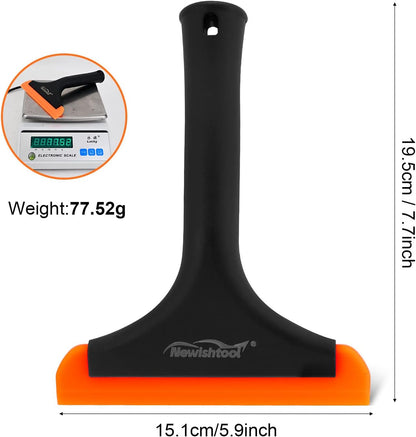 NEWISHTOOL Bathroom Shower Squeegee 5.9 Inch Soft Silicone Blade Squeegee for Shower Glass Door Mirrors Car Windshield, Kitchen Squeegee Countertops Cleaning and Water Removal Scraper w/Hanging Hole