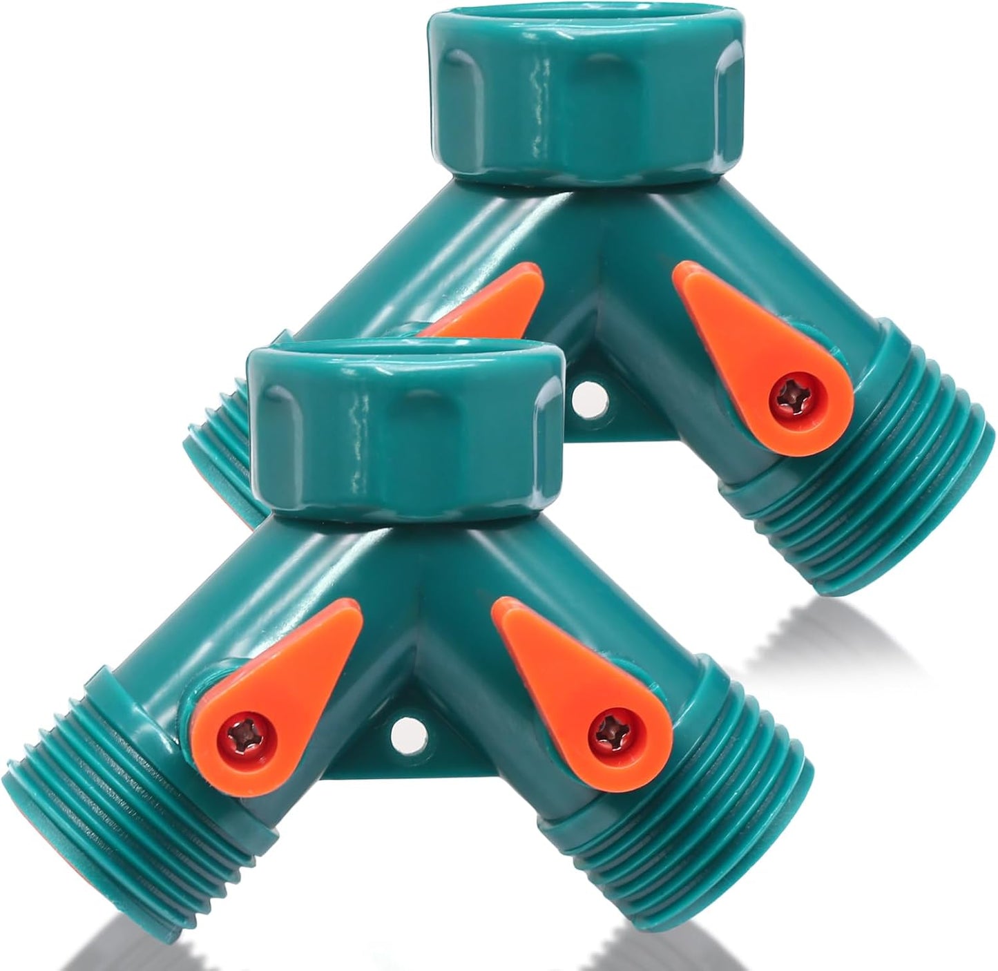 2 Way Y Splitter for 3/4" Garden Hose, Black, 2 Pcs | Plastic Hose Connectors, Faucet Watering Shut Off Valves, For Irrigation
