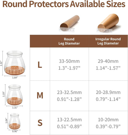 Chair Leg Floor Protectors, 24 Pack Silicone Furniture Pads for Hardwood Floors, Anti-Scratch Furniture Sliders Felt Pads, Noise-Reducing Chair Feet Covers, Table Legs Fit Sizes to(1.3" to 1.97")