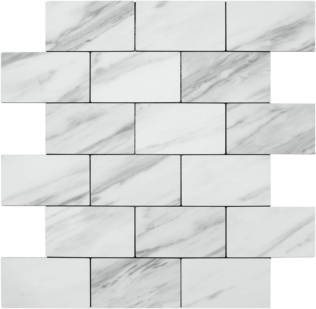 DICOFUN 10-Sheet Polished White Thick PVC Peel and Stick Backsplash, Ceramic Look Subway Tile White Kitchen Backsplash Peel and Stick Wall Tiles