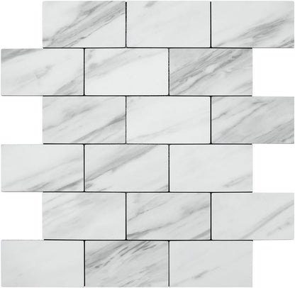 DICOFUN 10-Sheet Polished White Thick PVC Peel and Stick Backsplash, Ceramic Look Subway Tile White Kitchen Backsplash Peel and Stick Wall Tiles