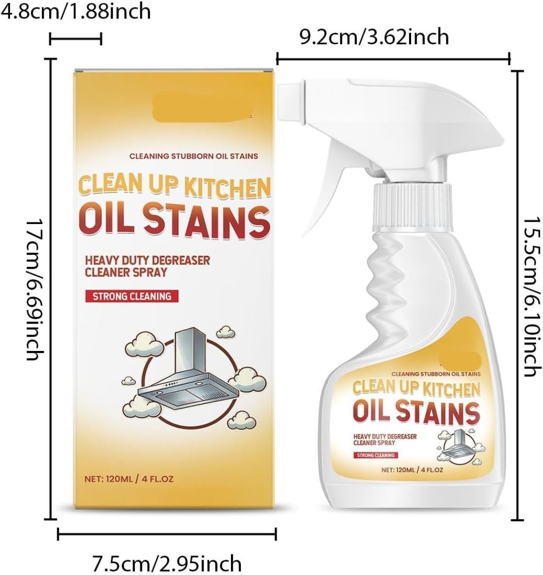 Heavy Duty Kitchen Degreaser Spray – 120ml Heavy Oil Stain Cleaner for Clean Up Kitchen Oil Stains, Multi Purpose for Microwave & Oven & Stove Top (with wash cloth) (1)